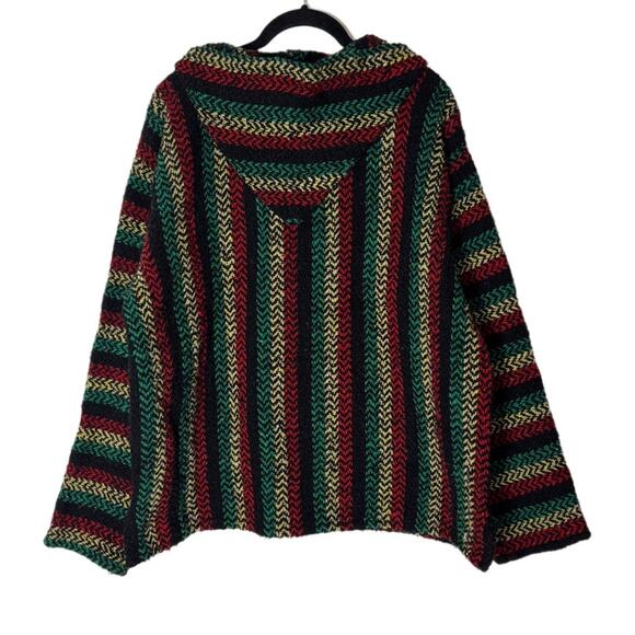 Baja Joe Mexican Baja Hoodie Sweater Pullover Rasta Red yellow green unisex MED - Picture 3 of 15